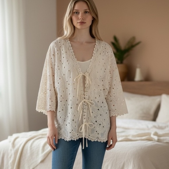 Democracy Sweaters - Democracy NWT Cream Lace Blouse